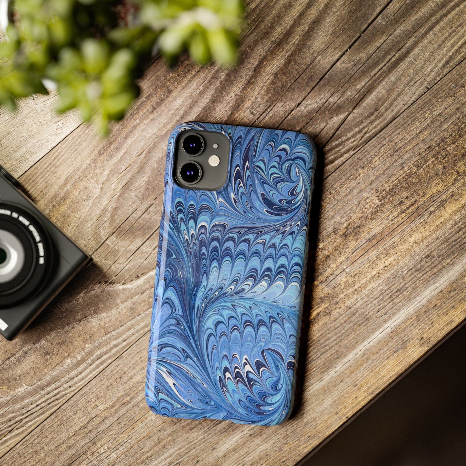 Blue Italian Marbled Design, Green and Blue Pallet, Slim Phone Case