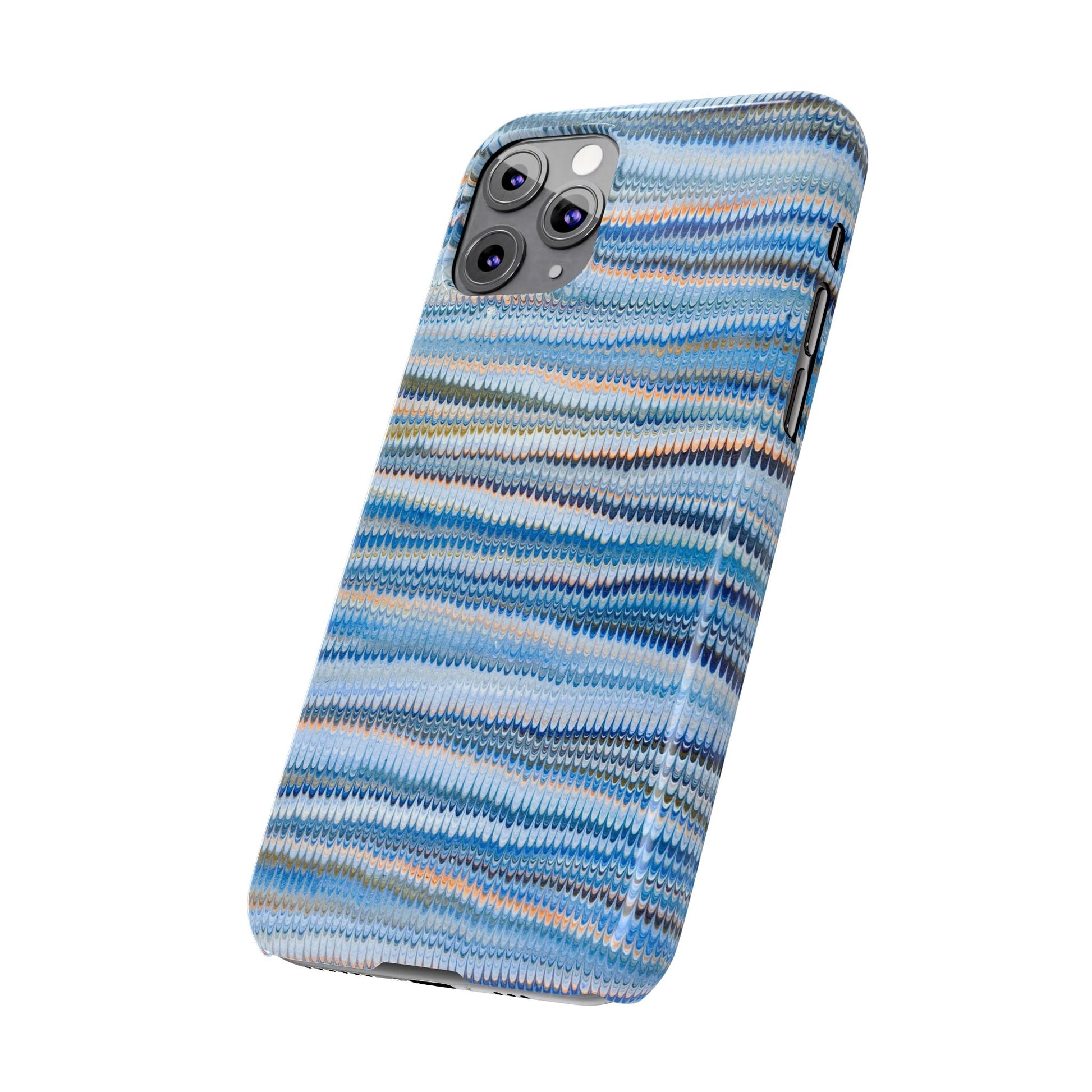 Blue Italian Hand-Painted and Vintage Marbled Inspired Paper Design, Italy Feather Phone Case, iPhone15 Case and all iPhone Case Sizes
