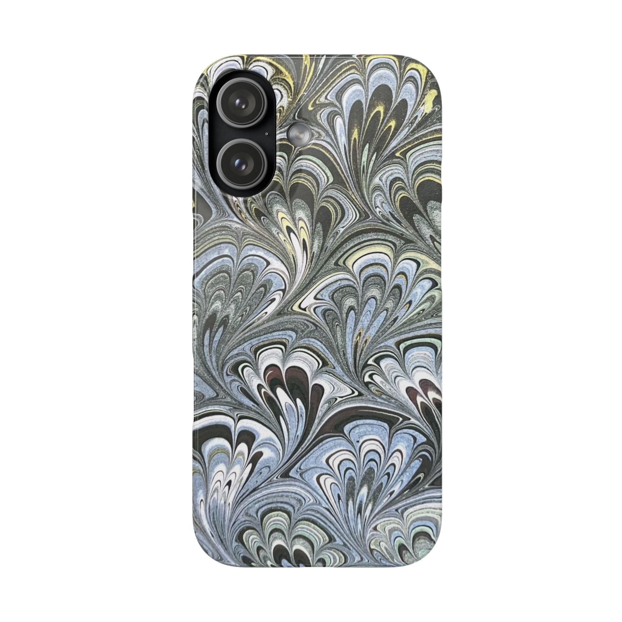Black + White + Yellow Italian Marble - Single Layer Slim Phone Case