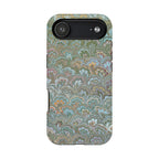 Green, Blue, + White Marbled Peacock - Dual Layer MAG SAFE Phone Case