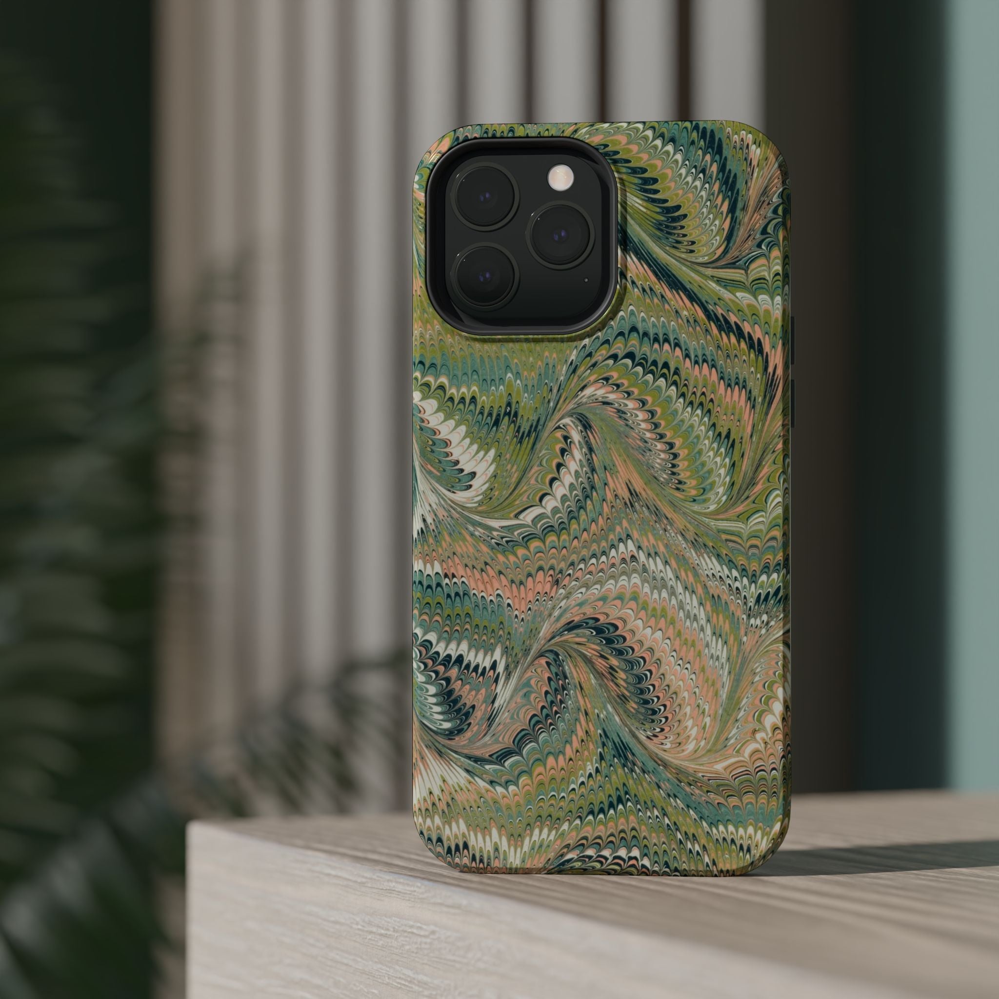 Green Pastel Italian Marble Design Magnetic MAG SAFE High Impact iPhone Cases