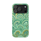 Marbled Feather Green Swirl - Single Layer Slim Phone Case