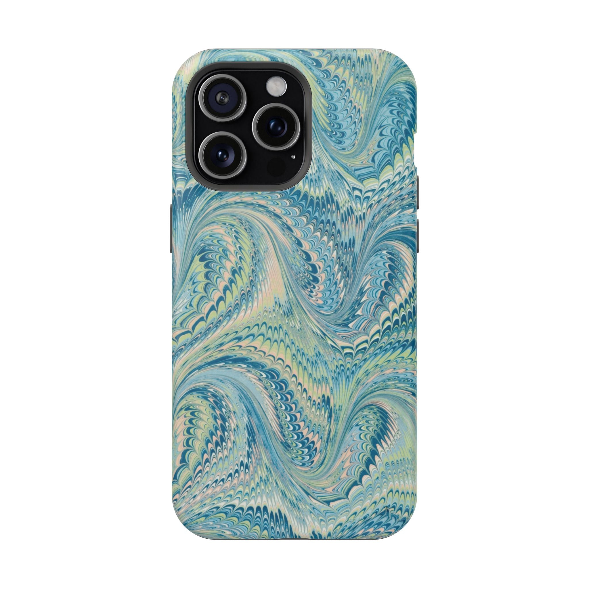 Aqua + Green Marble Phone Case - Impact-Resistant MAG SAFE - Dual Cover Design