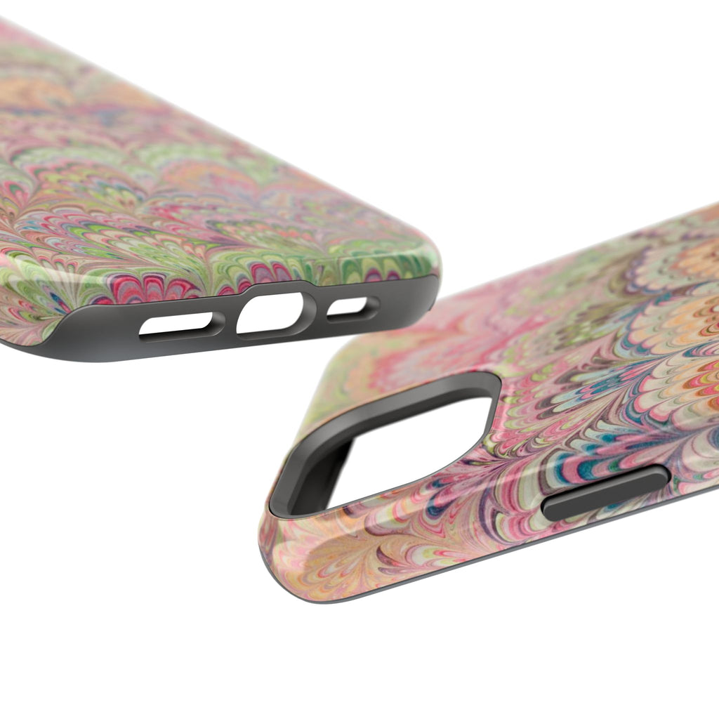 Marbled Pastel Pink and Green Impact-Resistant Phone Case for Apple + Samsung