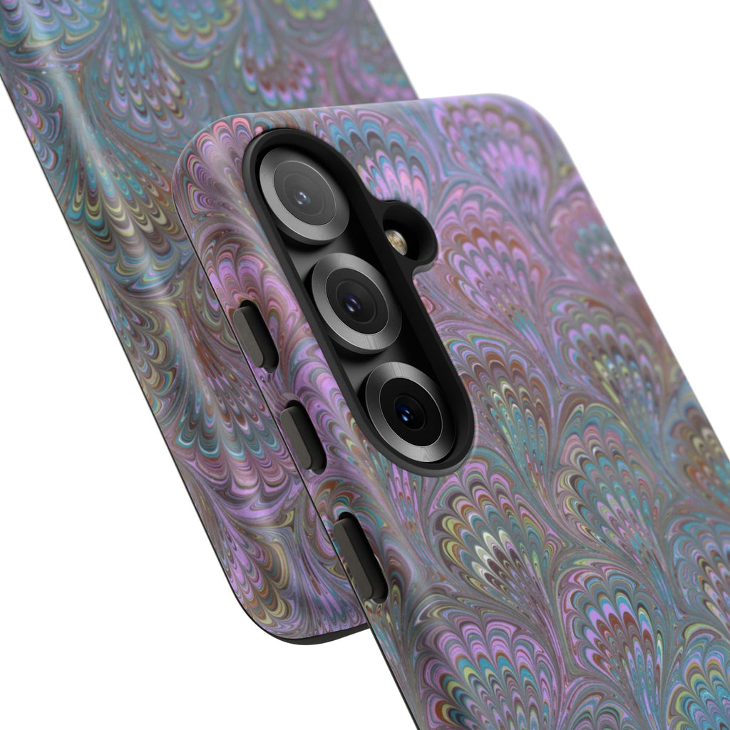 Lavender Marbled Peacock Durable Phone Case - Matte or Glossy