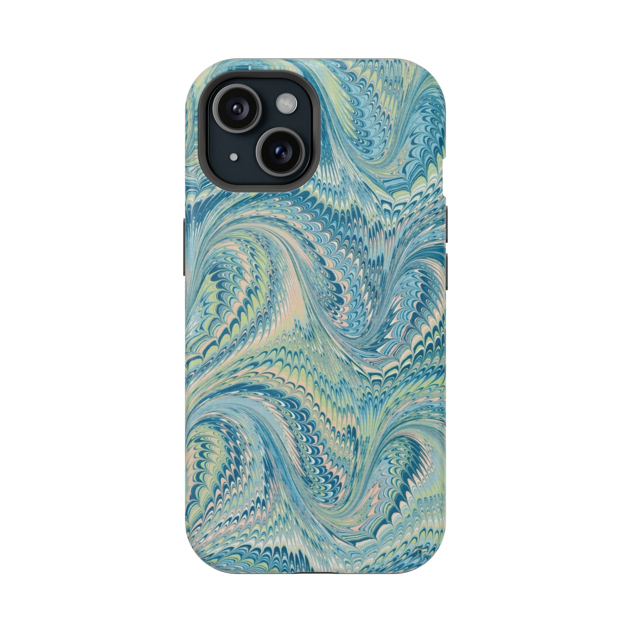 Aqua + Green Marble Phone Case - Impact-Resistant MAG SAFE - Dual Cover Design
