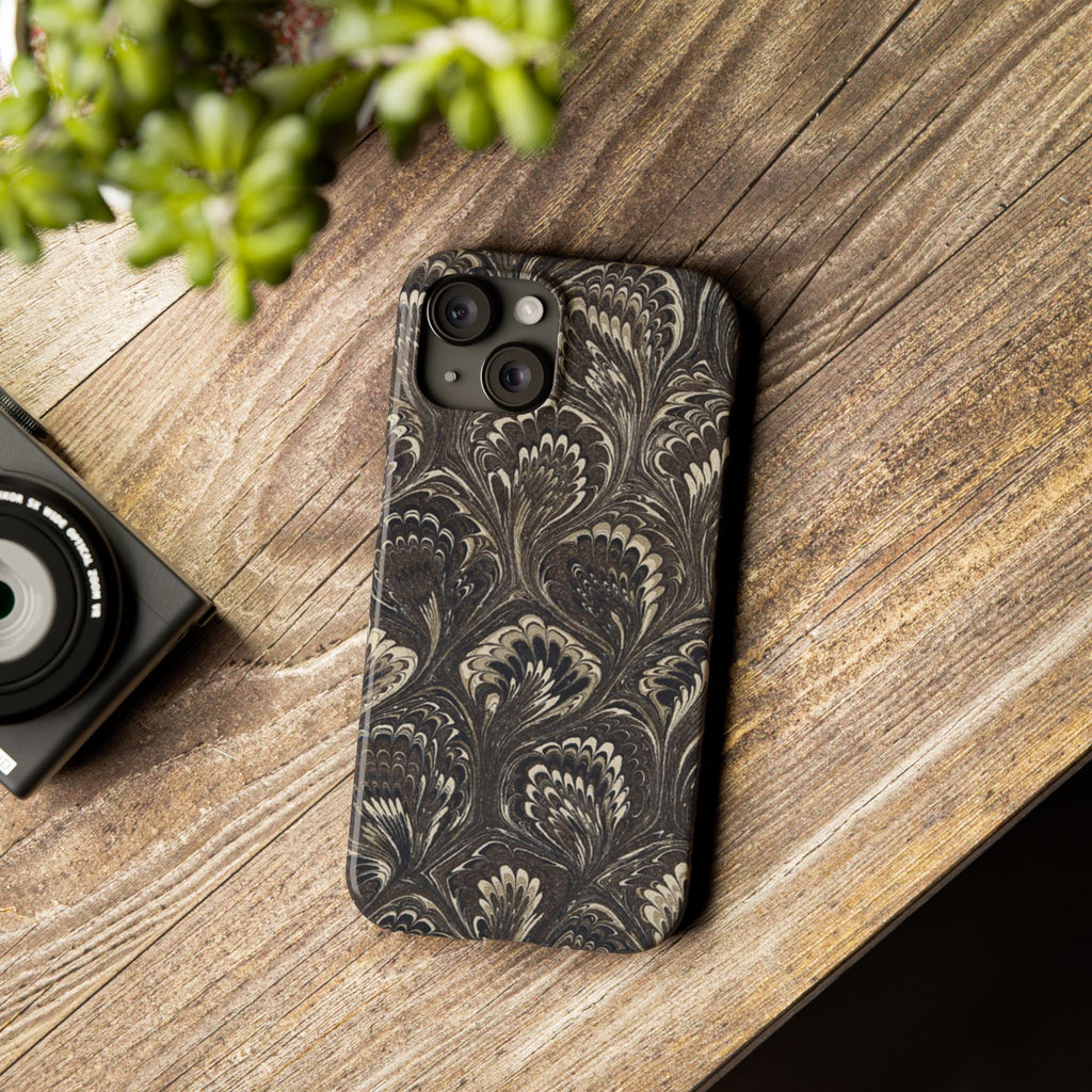 Black Italian Marble Design Slim iPhone 17 + all models Phone Cases