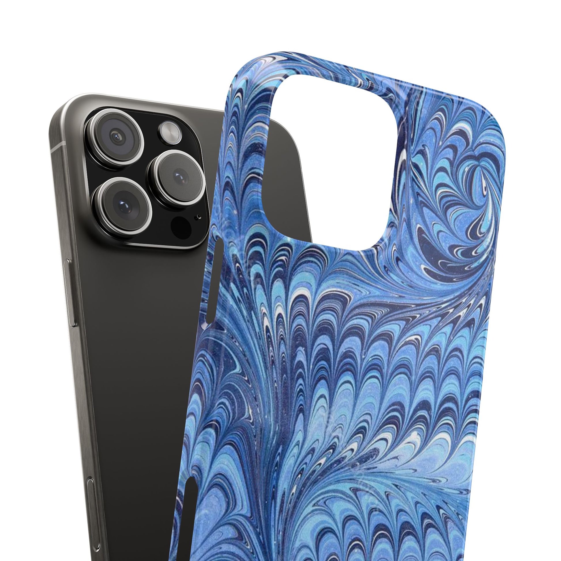 Blue Italian Marbled Design, Green and Blue Pallet, Slim Phone Case