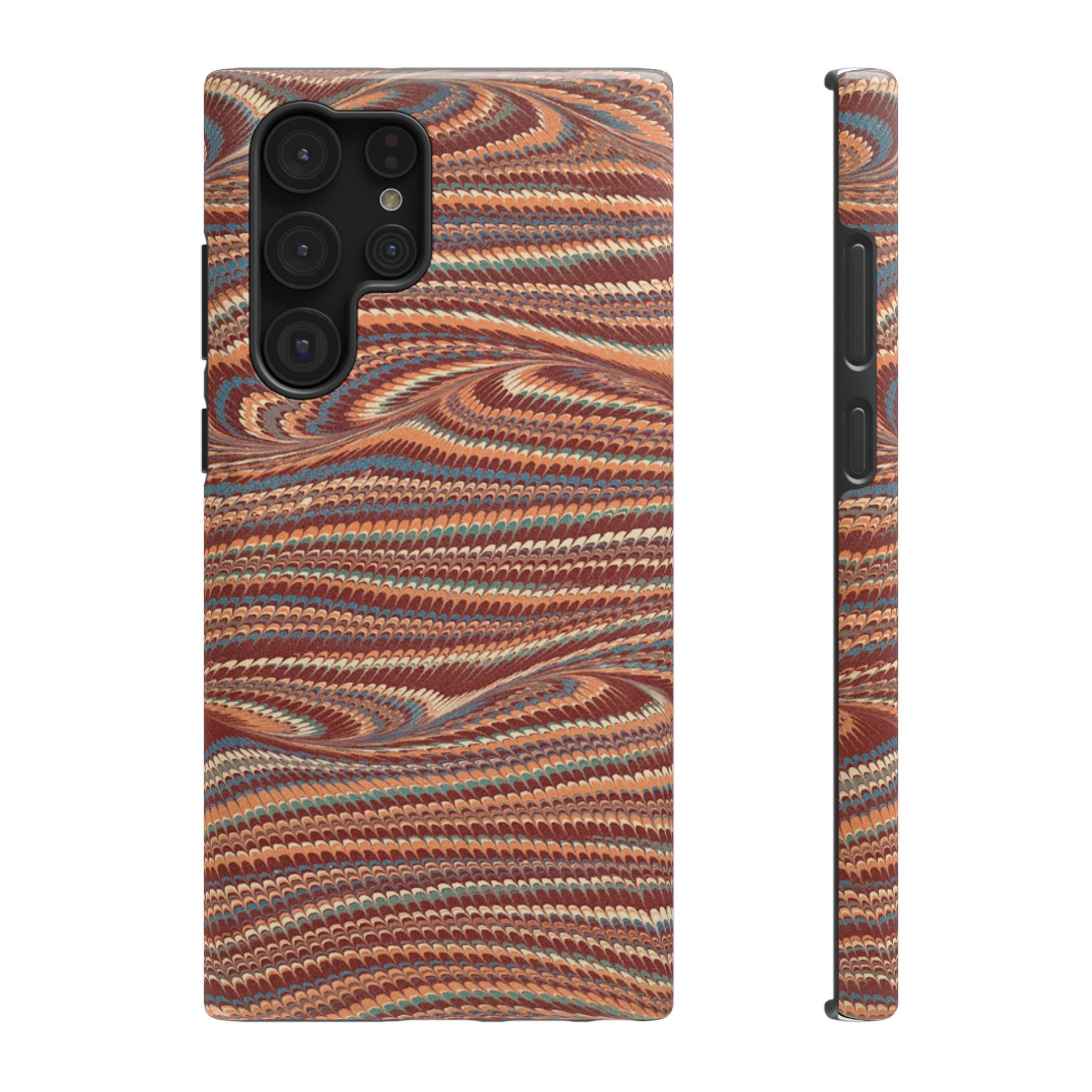 Neutrals Burgundy, Beige, Rust Hues Italian Vintage Marble Design Phone Case for Apple + Samsung