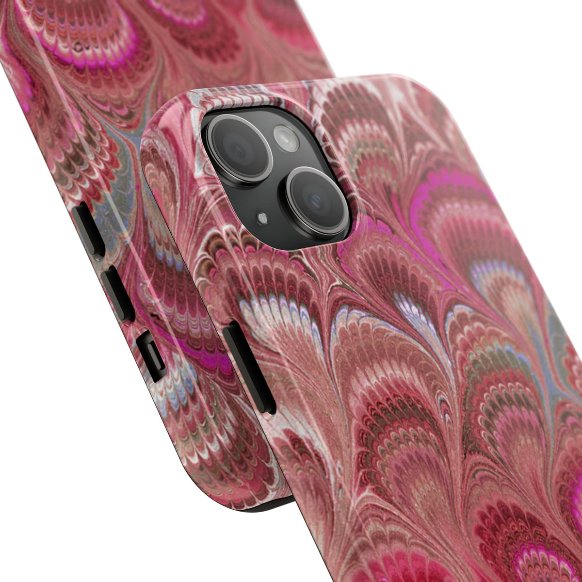 Pretty in Pink - Peacock Marble Italian Tough Phone Case — Durable Marbled Phone Case
