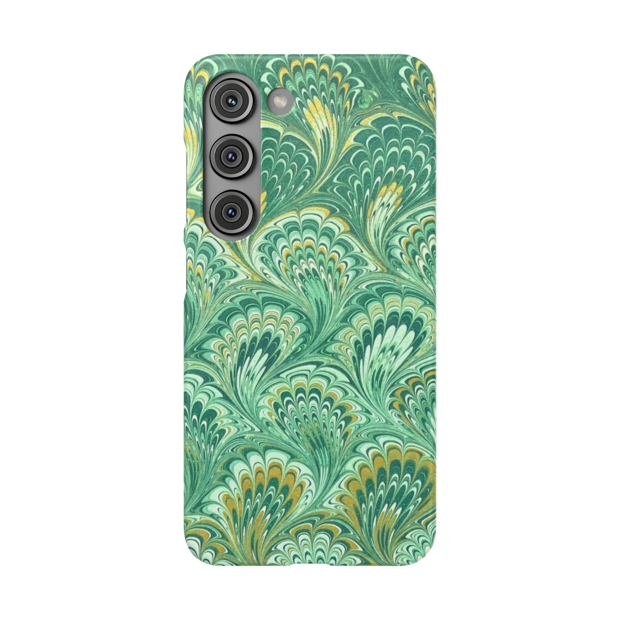 Marbled Feather Green Swirl - Single Layer Slim Phone Case