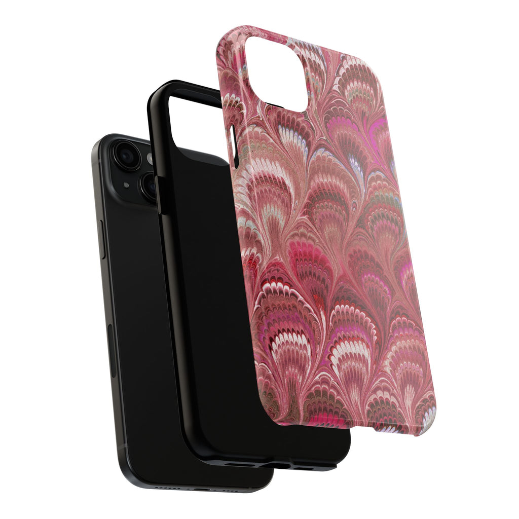 Pink Peacock Marble Italian Tough Phone Case — Durable Marbled Phone Case