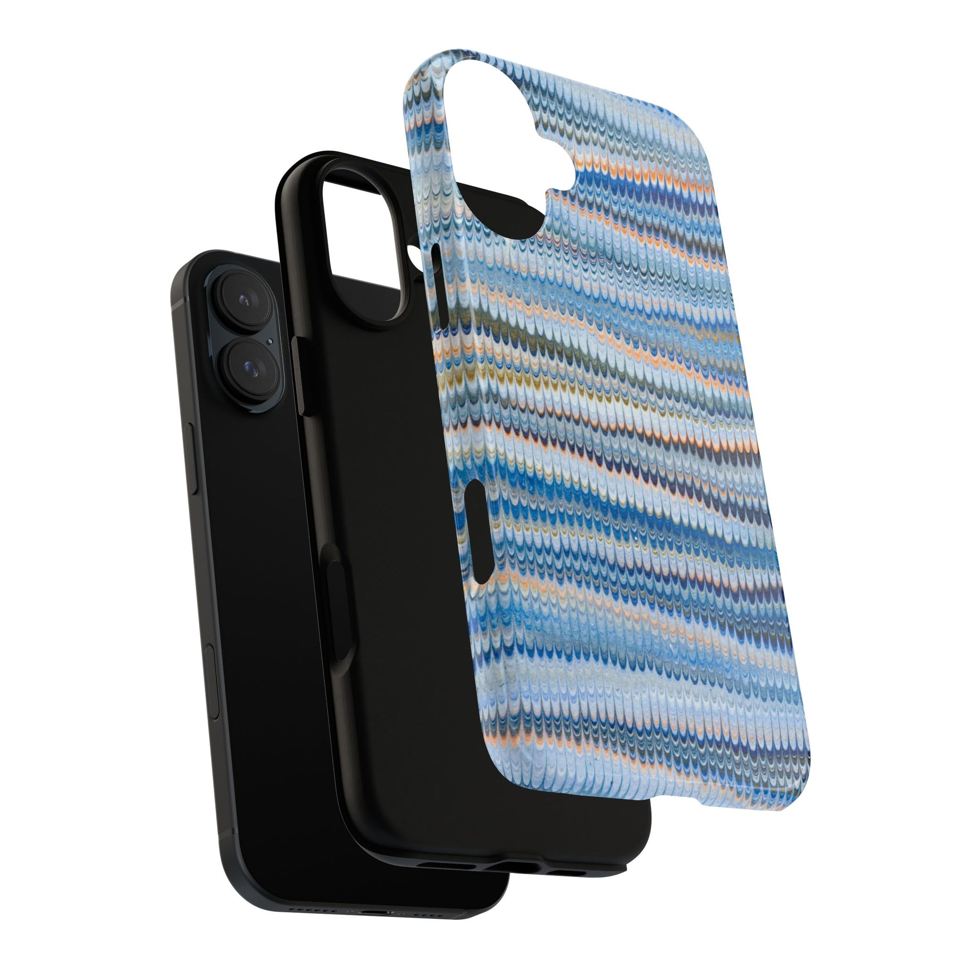 Blue Marbled Phone Cases iPhone 16 + Samsung + Apple + Google - all models, Vintage Marbled Design - Tough Cases