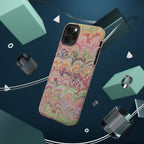 Marbled Pastel Pink and Green Impact-Resistant Phone Case for Apple + Samsung