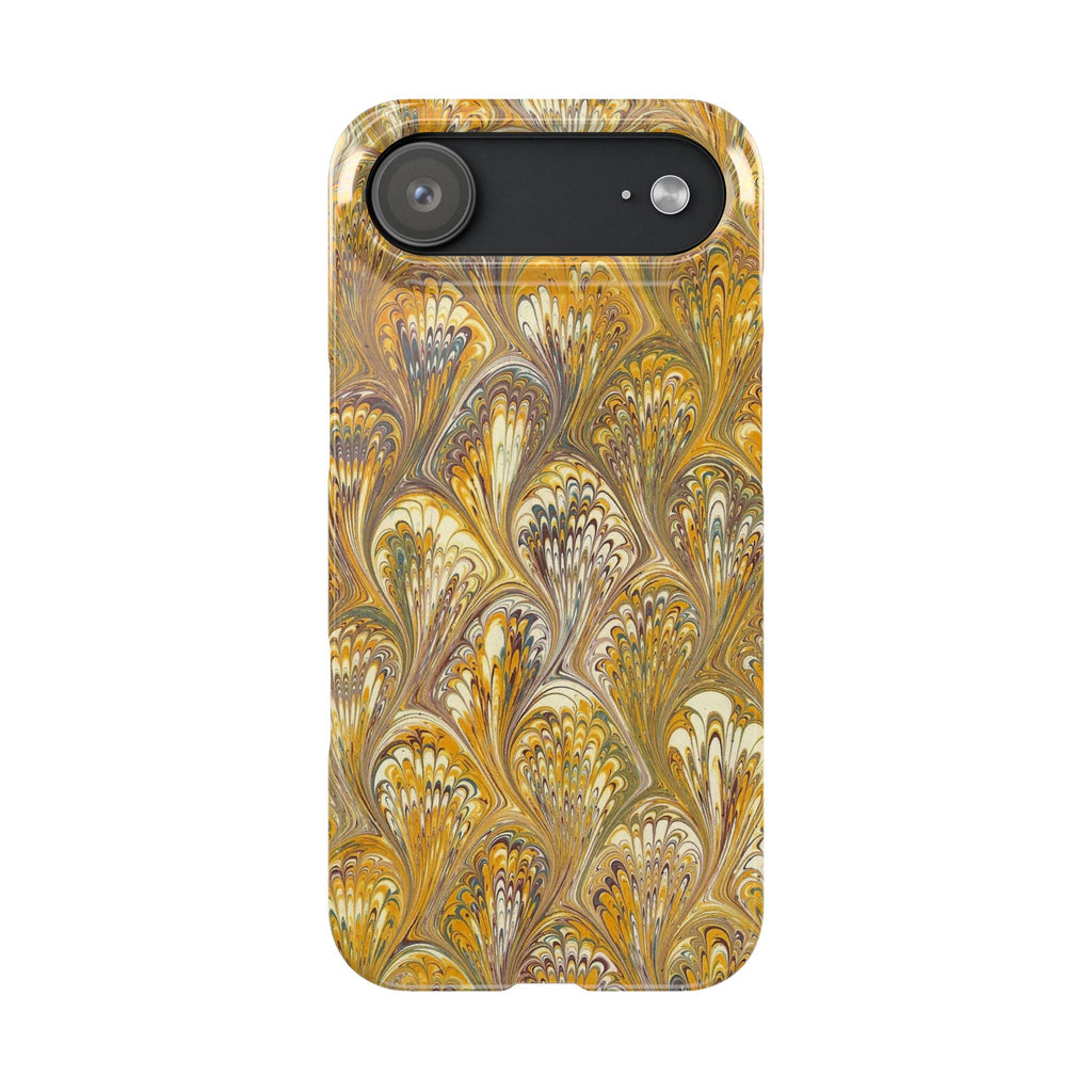 Golden Yelllow Hand-Marbled Florentine Italian Phone Case for iPhone 17 and all sizes