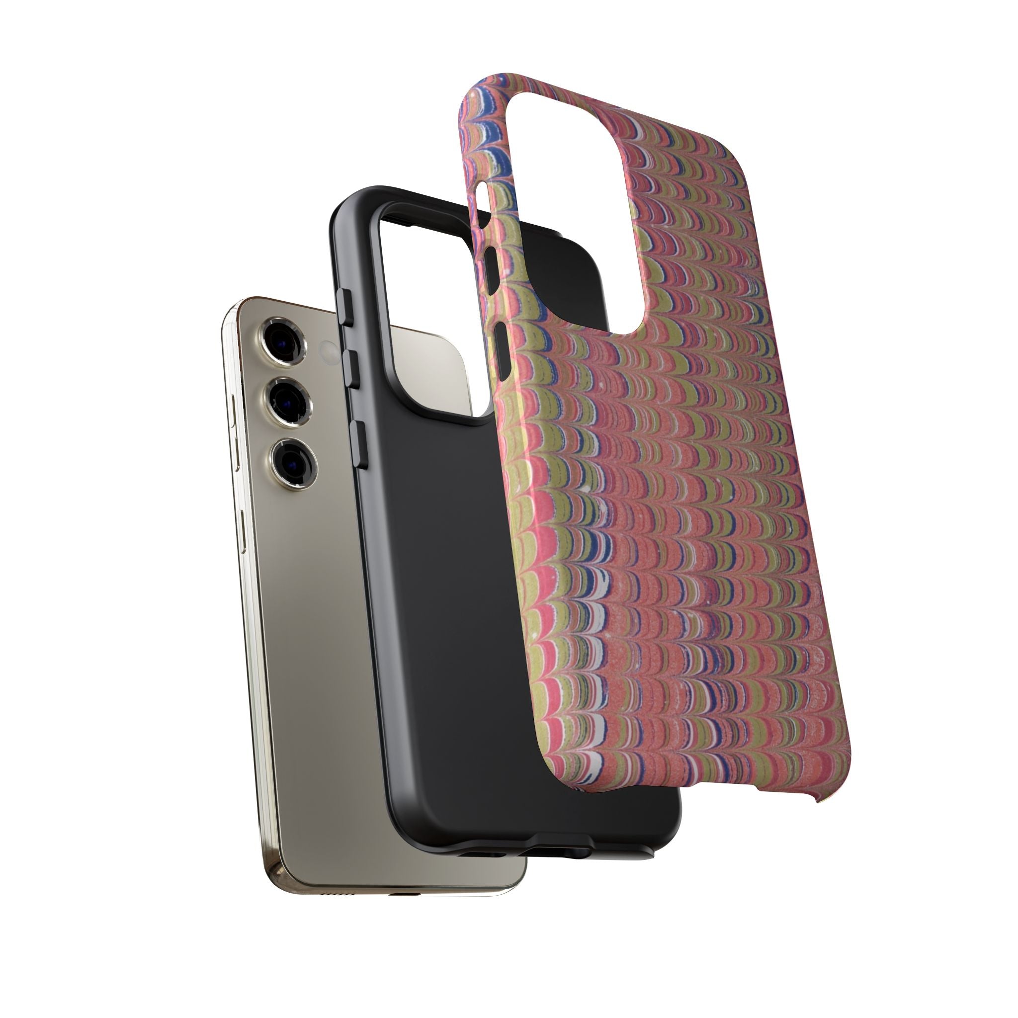 Pink Pastels Feather Marbled Vintage Design iPhone 16 + Samsung + Apple + Google - all models