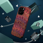 Mag Safe Marble iPhone Case - Red, Burgundy, Lavender & Gold Impact-Resistant