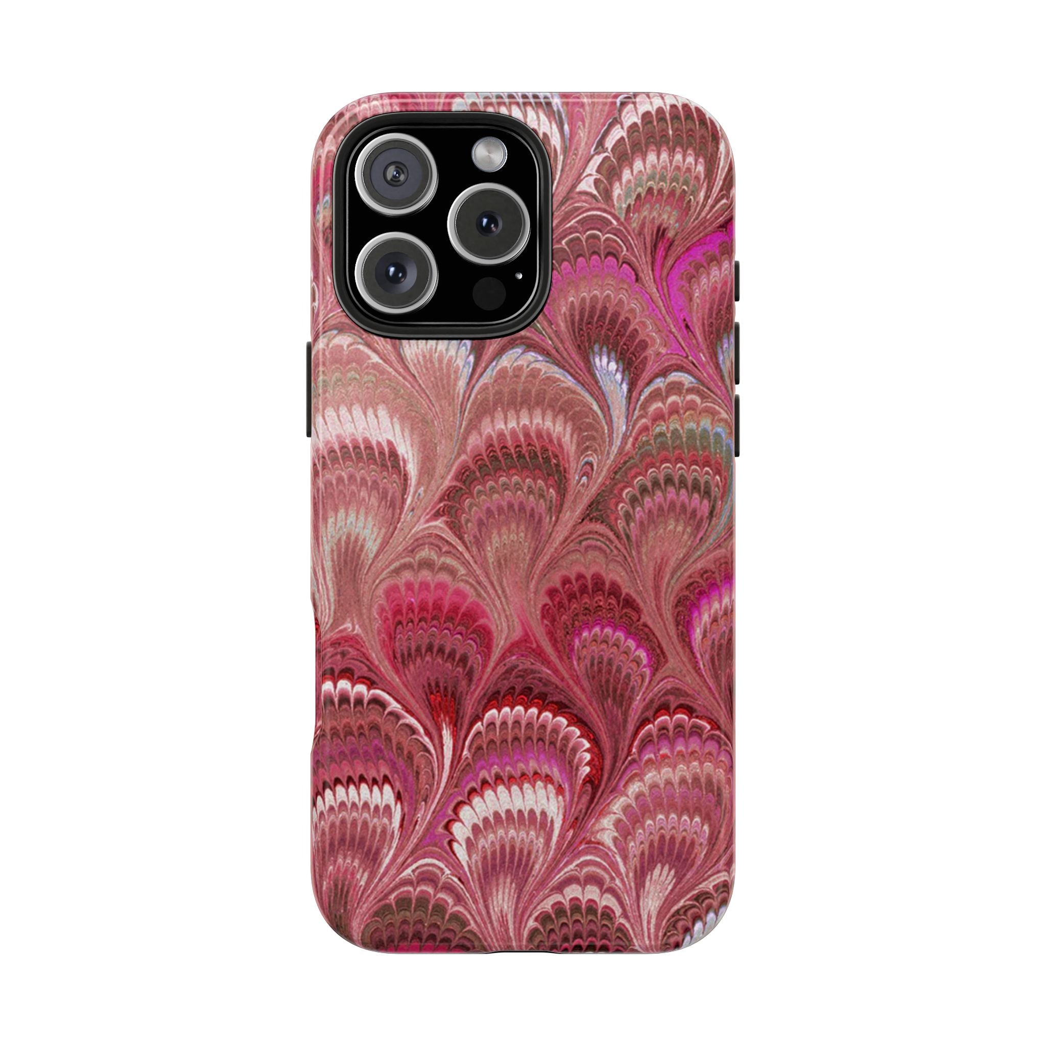 Pink Peacock Marble Italian Tough Phone Case — Durable Marbled Phone Case