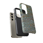 Blue and Green Feather Marbled Phone Case — Dual Layer - Tough Protective Phone Cover