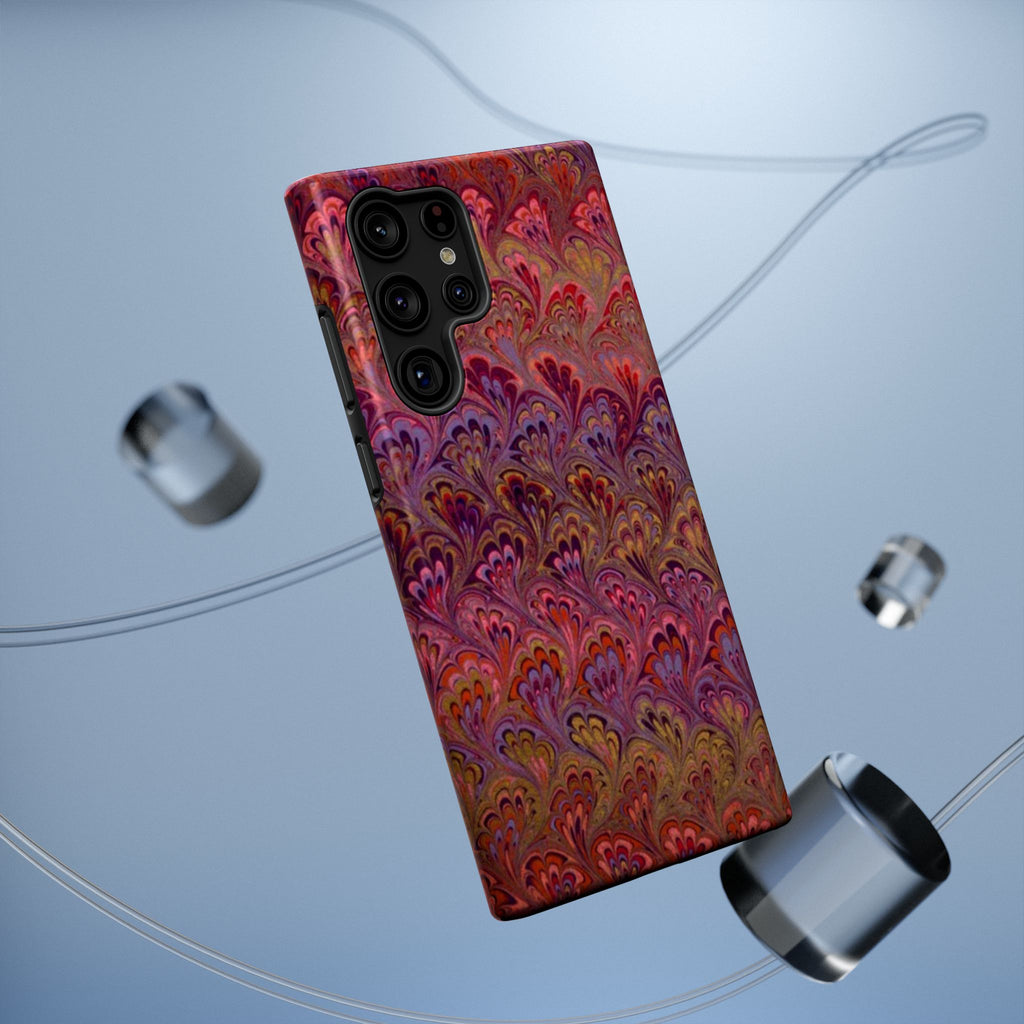 Red, Burgundy, Lavender Italian Peacock Feather Design Phone Case