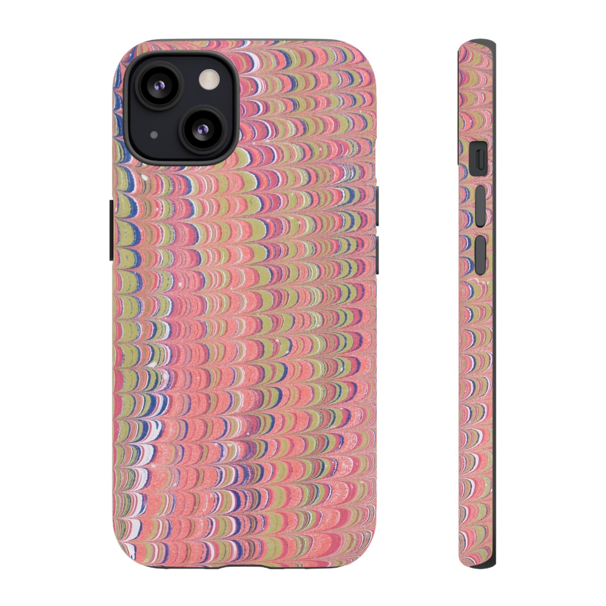 Pink Pastels Feather Marbled Vintage Design iPhone 16 + Samsung + Apple + Google - all models