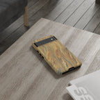 Beige and Blue Marbled Durable Phone Case - Dual Layer - Matte or Glossy