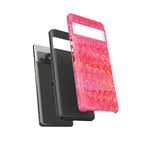Pink and Gold Marbled Peacock Durable Phone Case - Olive Green and Brown - Matte or Glossy