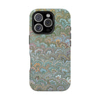 Green, Blue, + White Marbled Peacock - Dual Layer MAG SAFE Phone Case