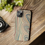Italian Vintage Marbled Paper Design on iPhone Cases, Artistic Protection for Your Device in Elegant Beige, Blue, Burgundy