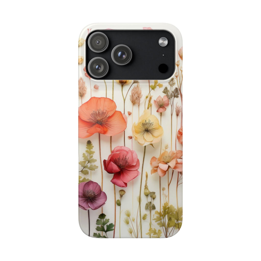 Pink Floral Pressed Flowers - Slim Case