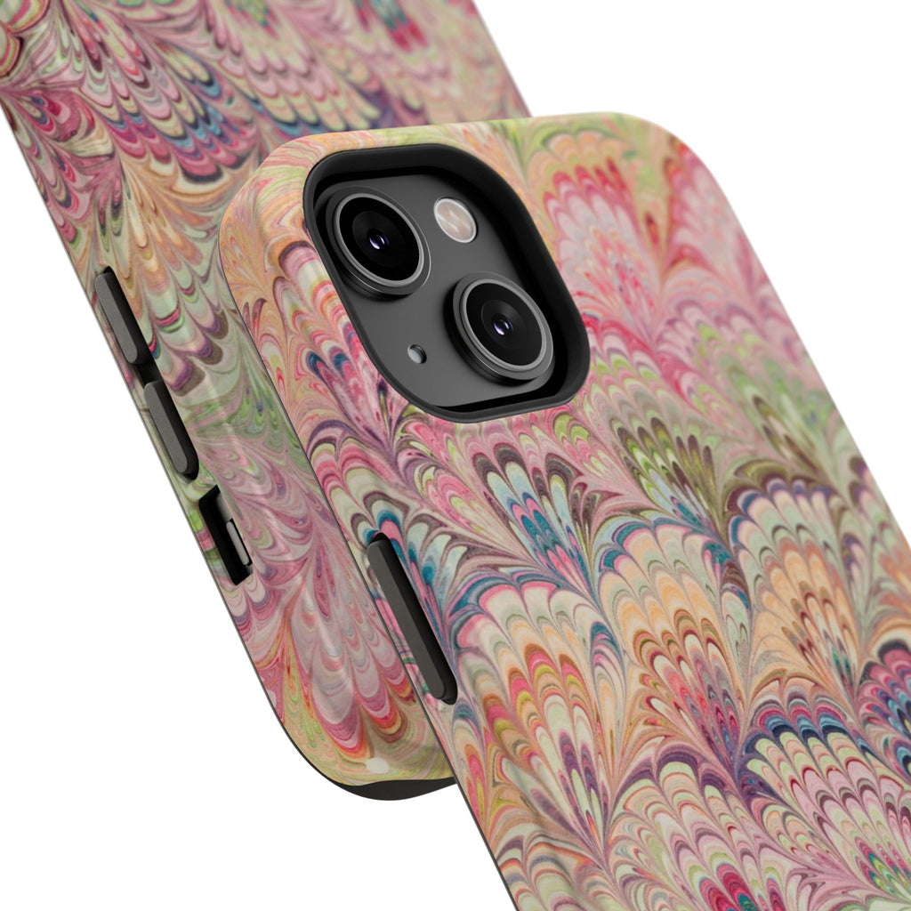 Marbled Pastel Pink and Green Impact-Resistant Phone Case for Apple + Samsung
