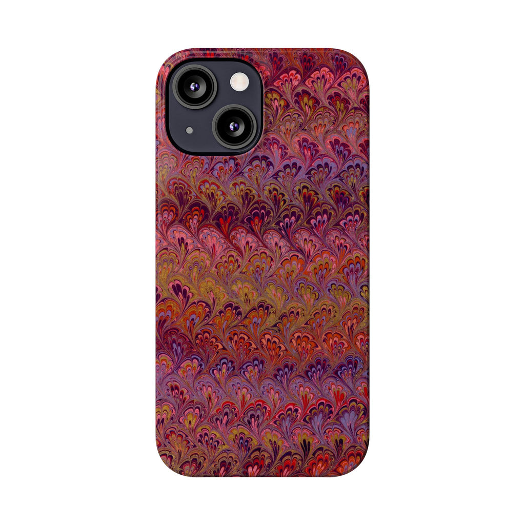 Reds, Lavenders, Marbled VIntage Design, Italian Feather Phone Case, Slim Phone Cases, IPHONE16 and all sizes