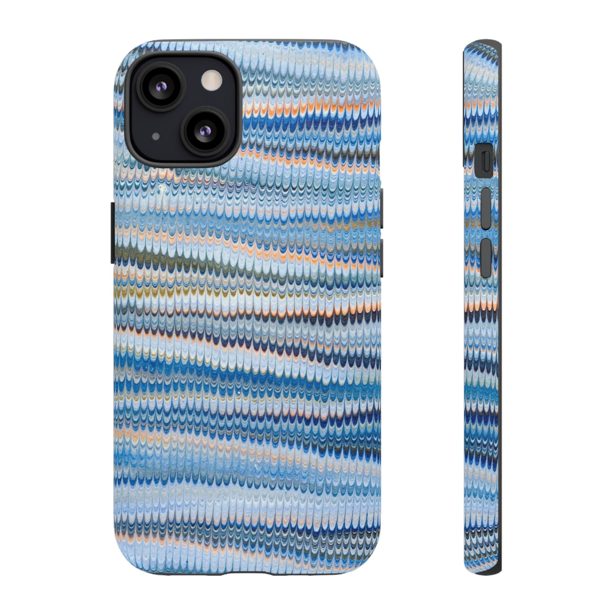 Blue Marbled Phone Cases iPhone 16 + Samsung + Apple + Google - all models, Vintage Marbled Design - Tough Cases