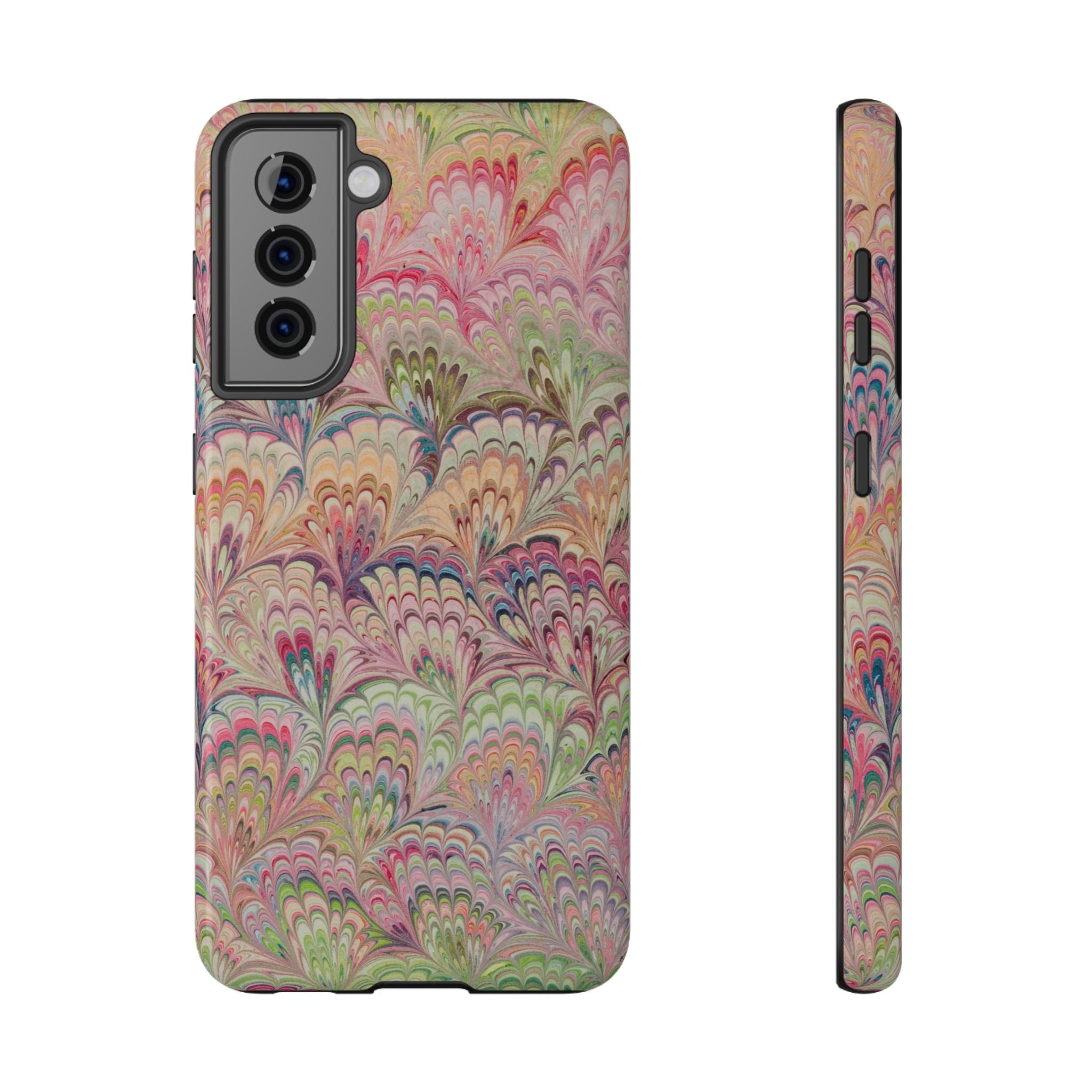 Marbled Pastel Pink and Green Impact-Resistant Phone Case for Apple + Samsung