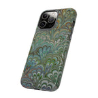 Green Marbled Peacock Durable Phone Case - Matte or Glossy