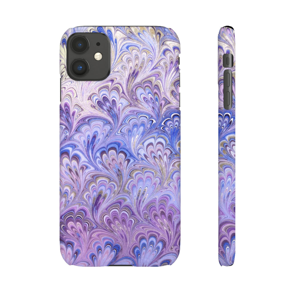 Marbled Feather Lavender + Purple Swirl - Single Layer Slim Phone Case