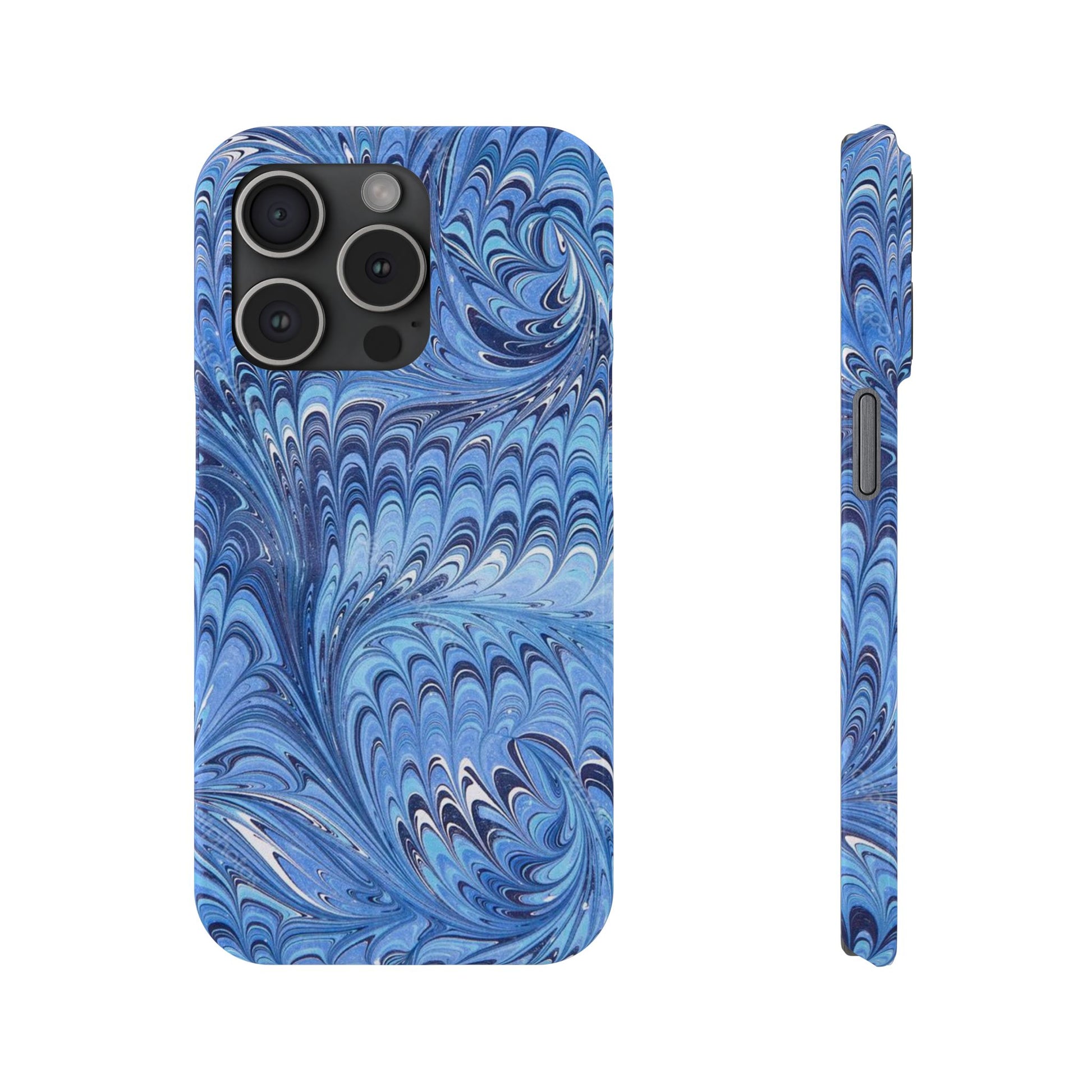 Blue Italian Marbled Design, Green and Blue Pallet, Slim Phone Case