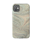 Marbled VIntage Design, Italian Feather Phone Case, Green Hues, Mint, Beige, Neutrals, Slim Phone Cases, IPHONE16 and all sizes