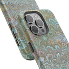 Green, Blue, + White Marbled Peacock - Dual Layer MAG SAFE Phone Case