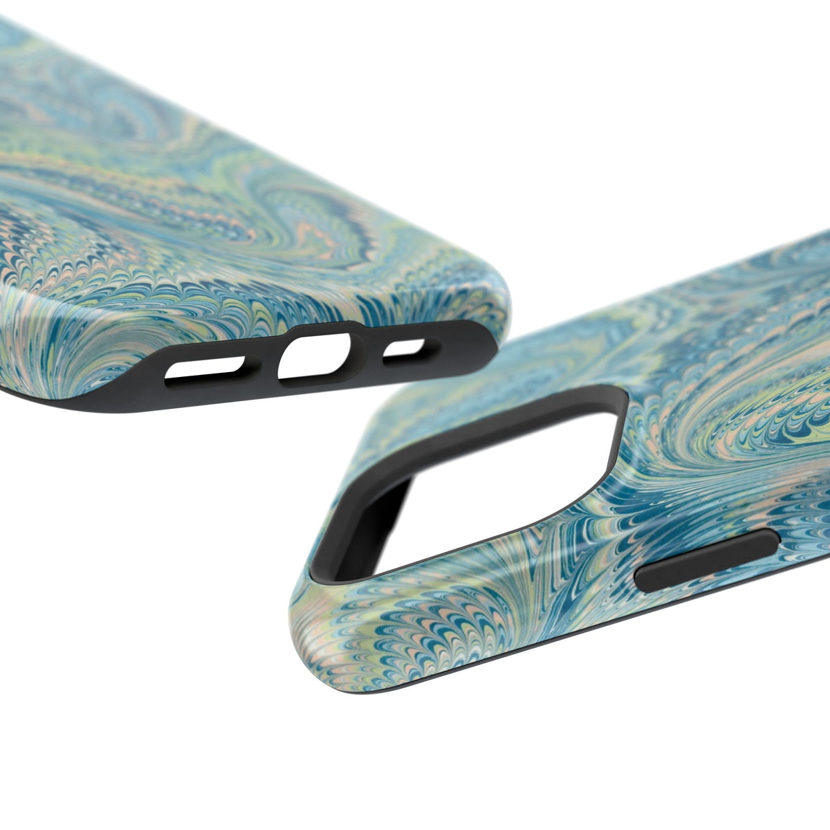 Aqua + Green Marble Phone Case - Impact-Resistant MAG SAFE - Dual Cover Design