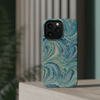 Aqua + Green Marble Phone Case - Impact-Resistant MAG SAFE - Dual Cover Design