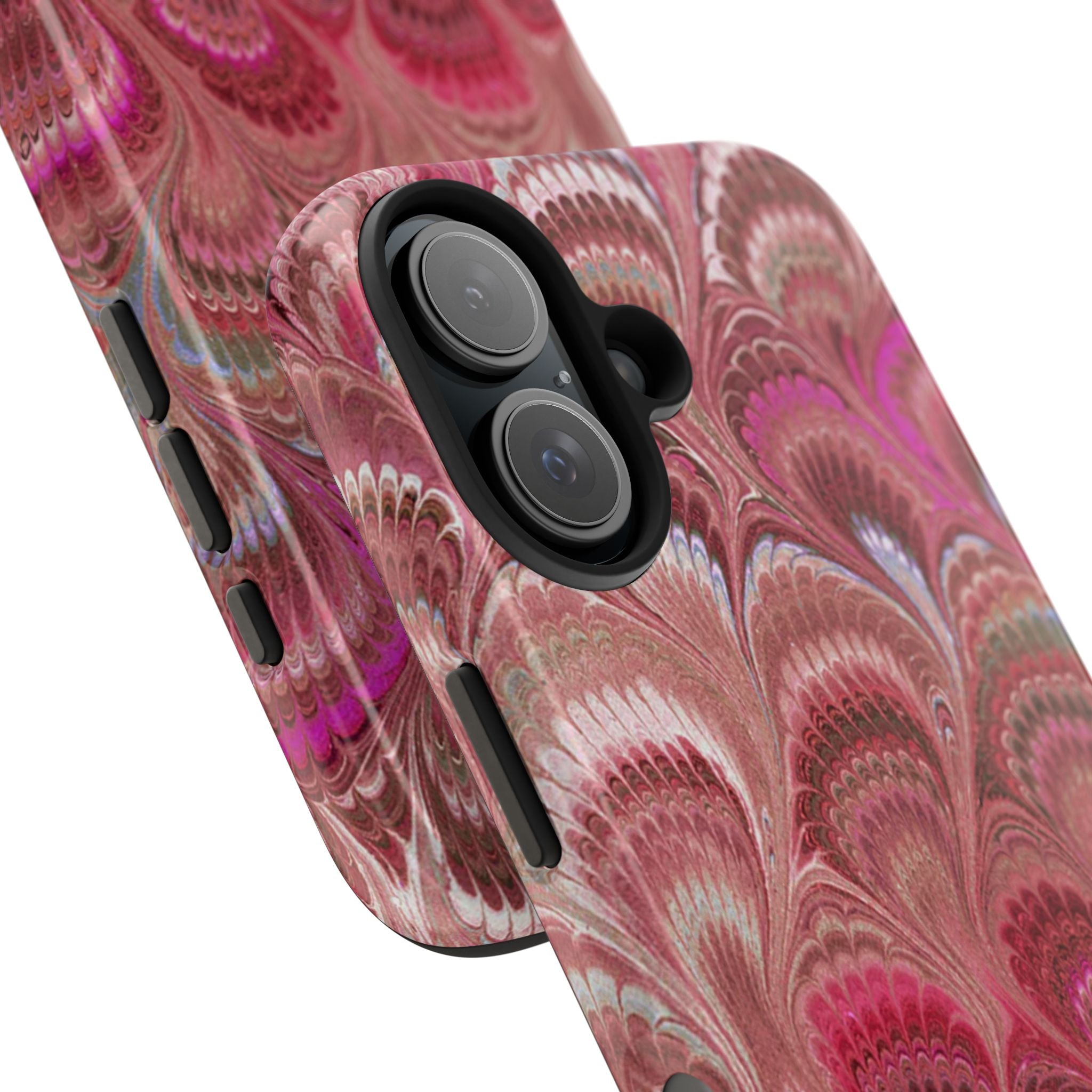 Pink Peacock Marble Italian Tough Phone Case — Durable Marbled Phone Case