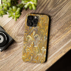 Golden Yelllow Hand-Marbled Florentine Italian Phone Case for iPhone 17 and all sizes