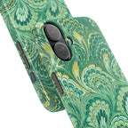 Marbled Feather Green Swirl - Single Layer Slim Phone Case