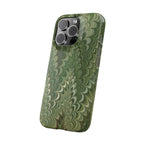 Green Marbled Slim Phone Case — Botanical Swirl Pattern Slim Case