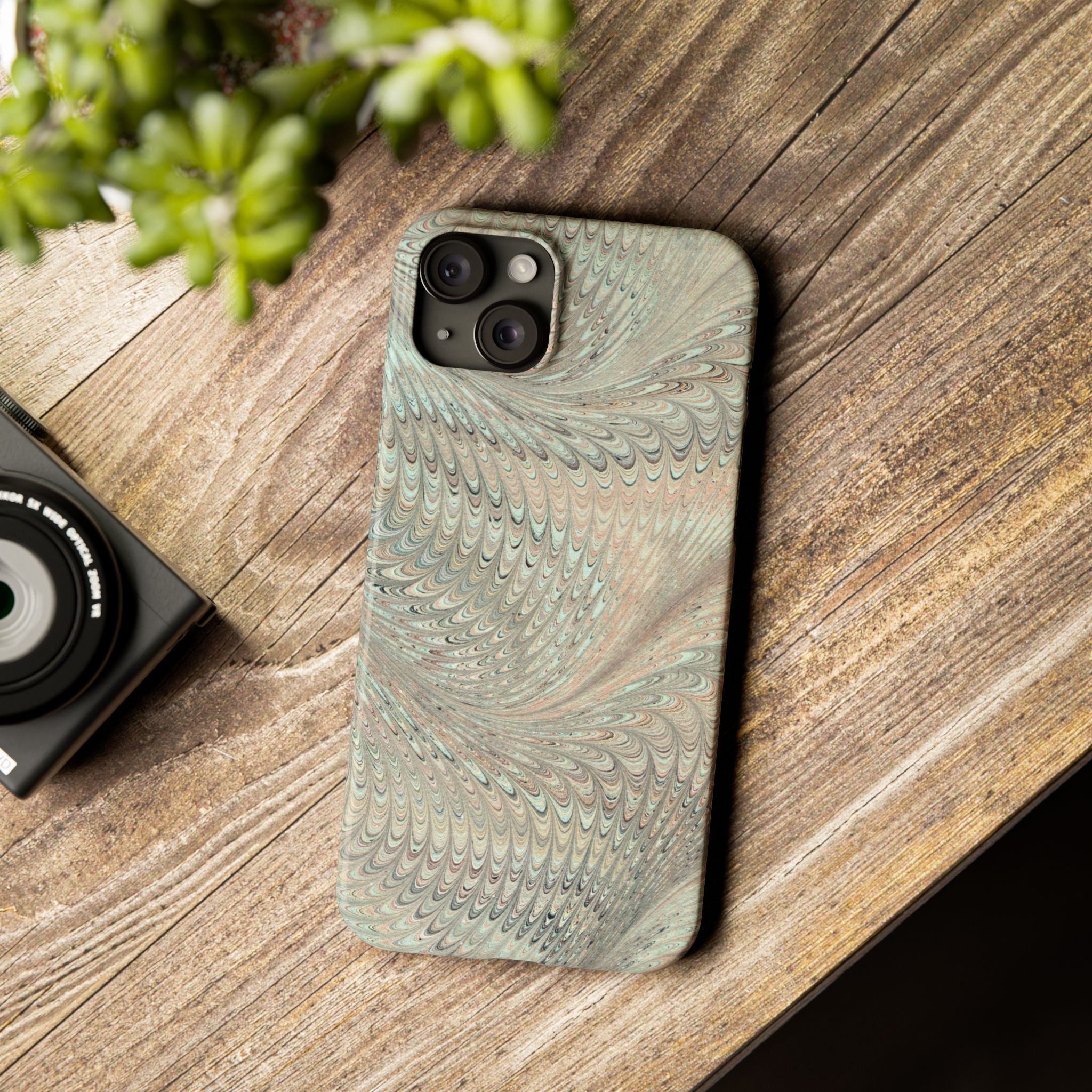 Mint + Green Italian Marbled Phone Case, Mag Safe