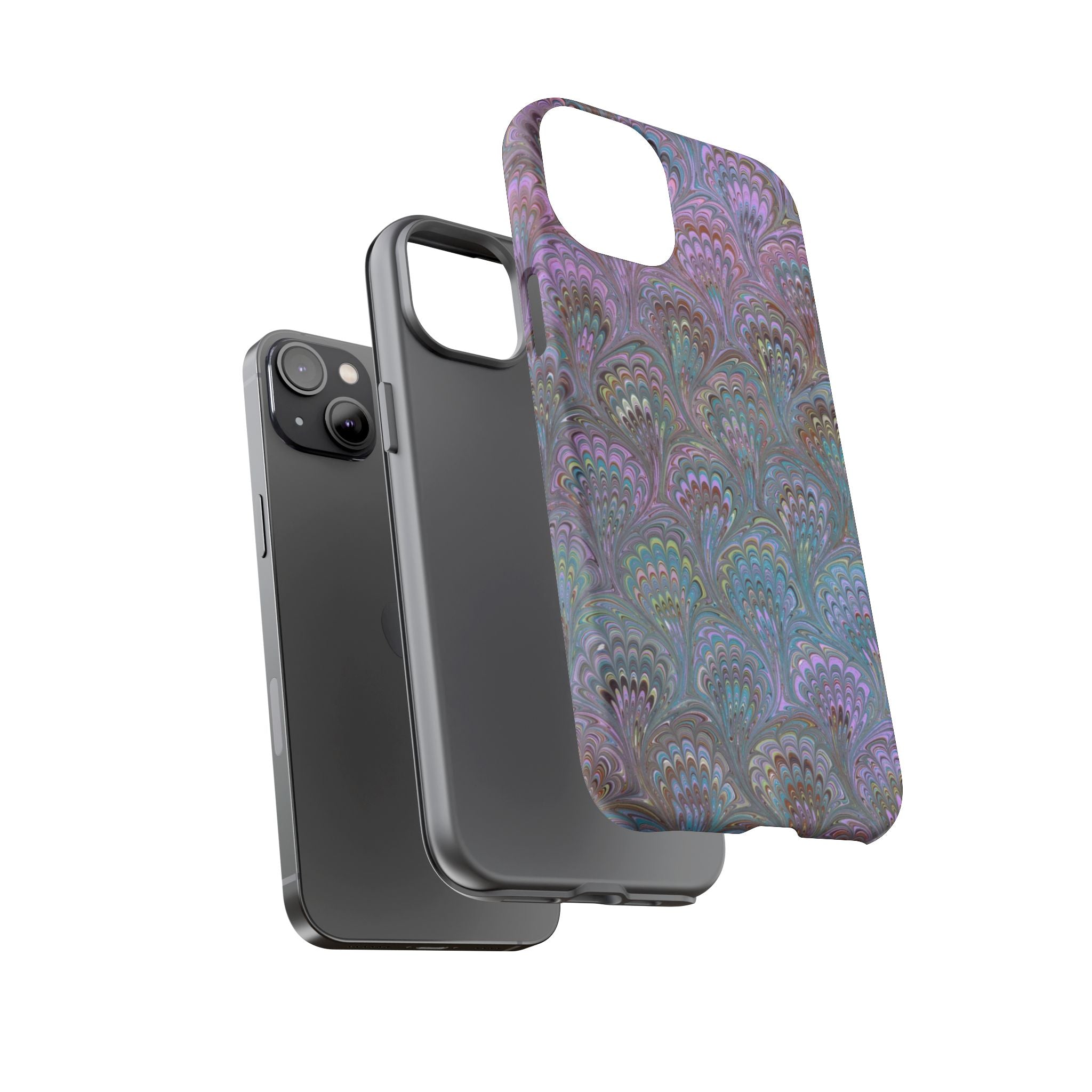 Lavender Marbled Peacock Durable Phone Case - Matte or Glossy