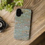 Blue and Green Feather Marbled Phone Case — Dual Layer - Tough Protective Phone Cover