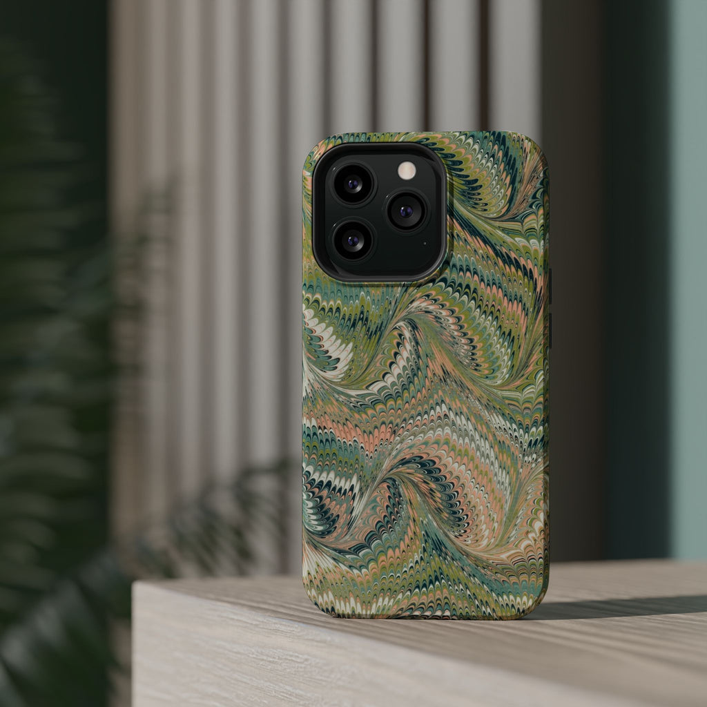 Green Pastel Italian Marble Design Magnetic MAG SAFE High Impact iPhone Cases