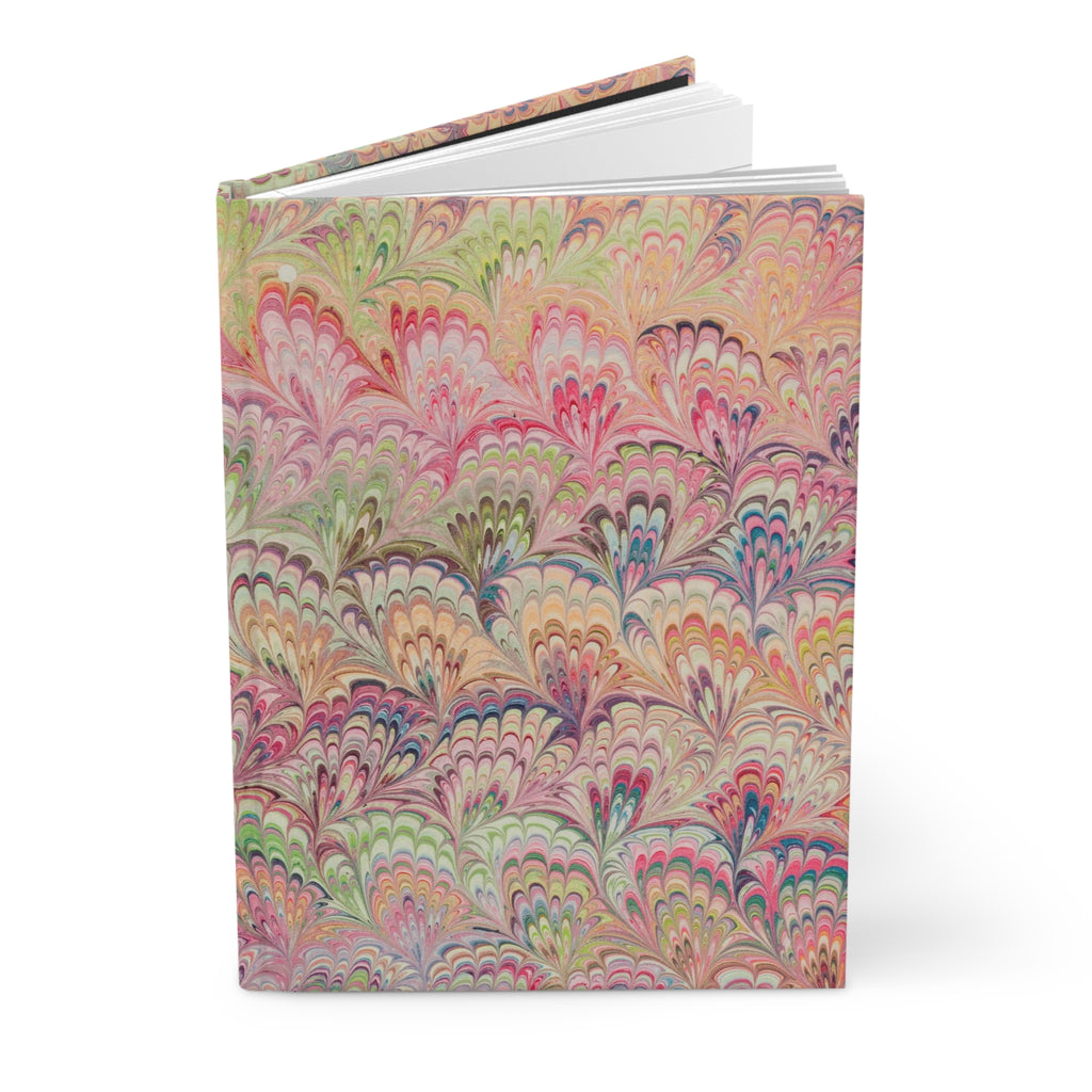 Pastel Pink and Green Italian Marbled Hardcover Journal, Lined Paper Diary Notebook, Stationery Gift for Writers